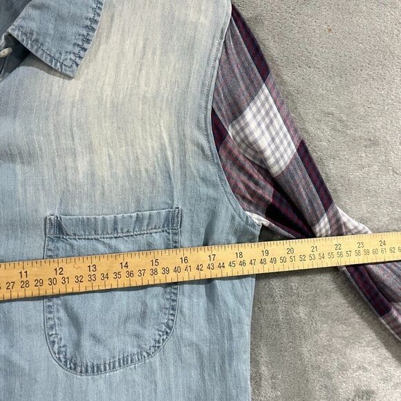 Rails Chambray Plaid Button Down Shirt Long Sleeve Collared Womens Size Medium - Picture 7 of 8